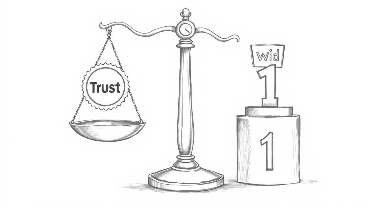 весы правосудия уравновешивают доверие и топ-позицию