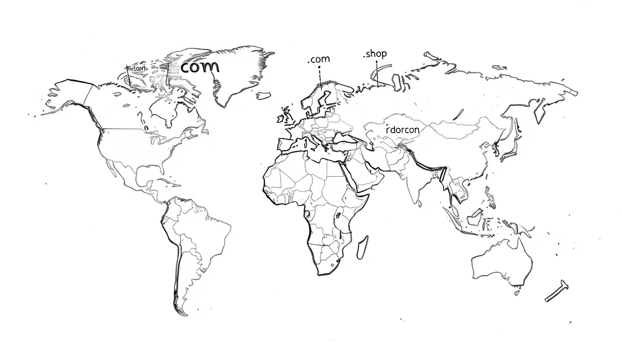 карта мира с различными доменными зонами