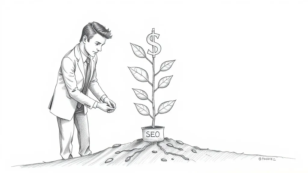 бизнесмен сажает семя SEO растет дерево