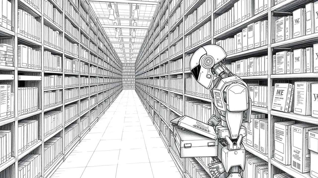 робот архивирует веб-страницы в библиотеке