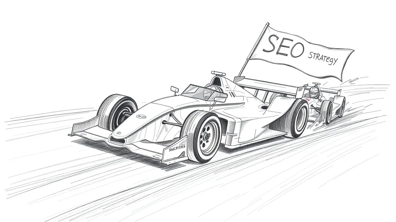 гоночная машина обгоняет конкурентов в поиске
