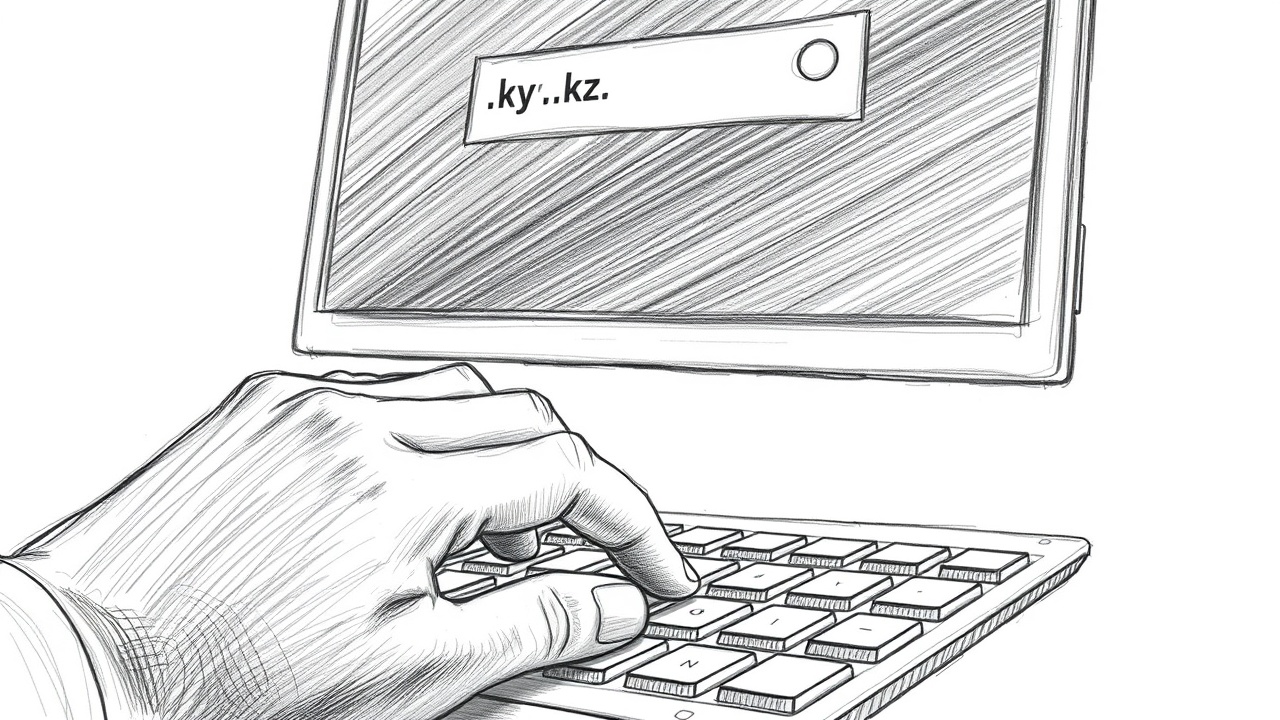 регистрация домена .kz на экране компьютера