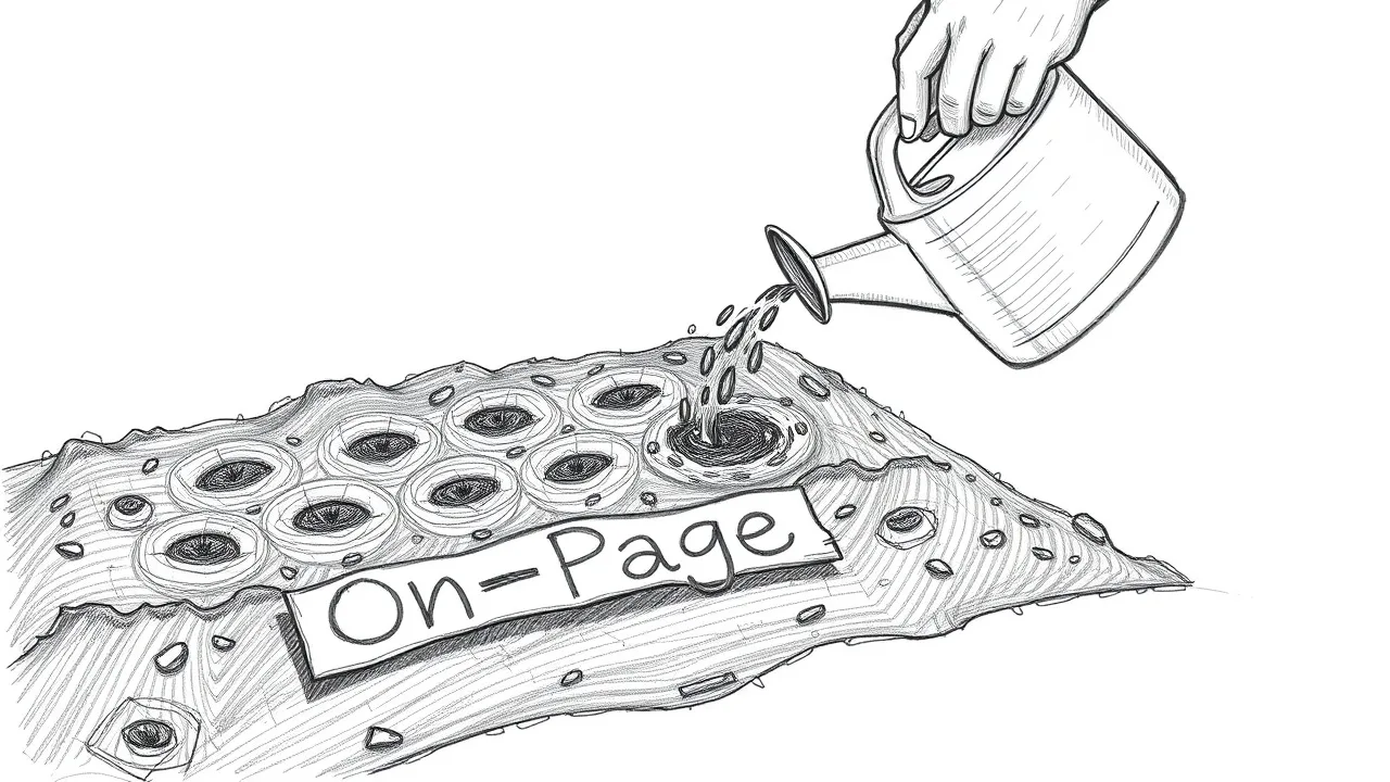 Садовник сажает семена ключевых слов на странице