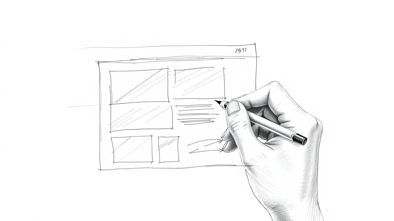 Дизайнер создает прототип и набросок структуры сайта