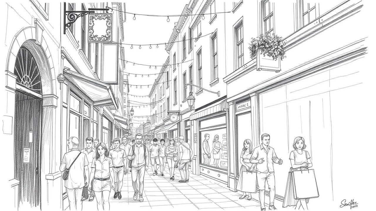 оживлённая улица и пустой переулок с сайтом