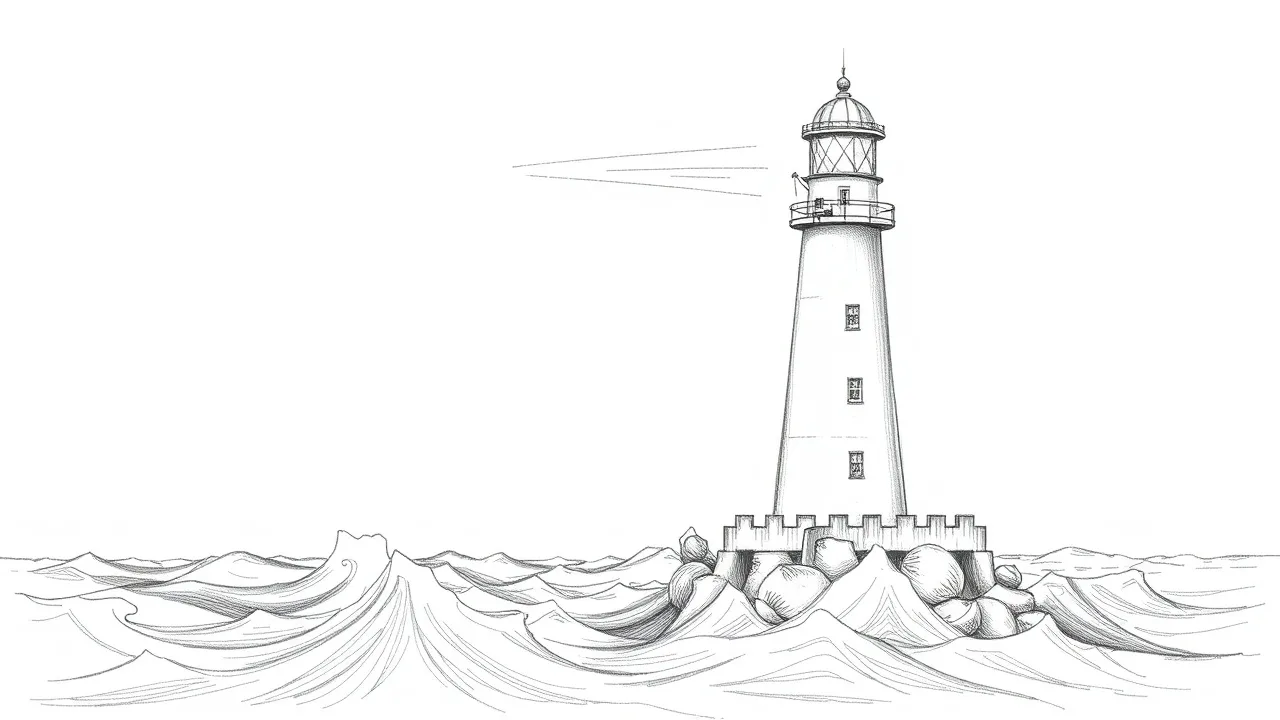 маяк со значком поиска освещает море сайтов