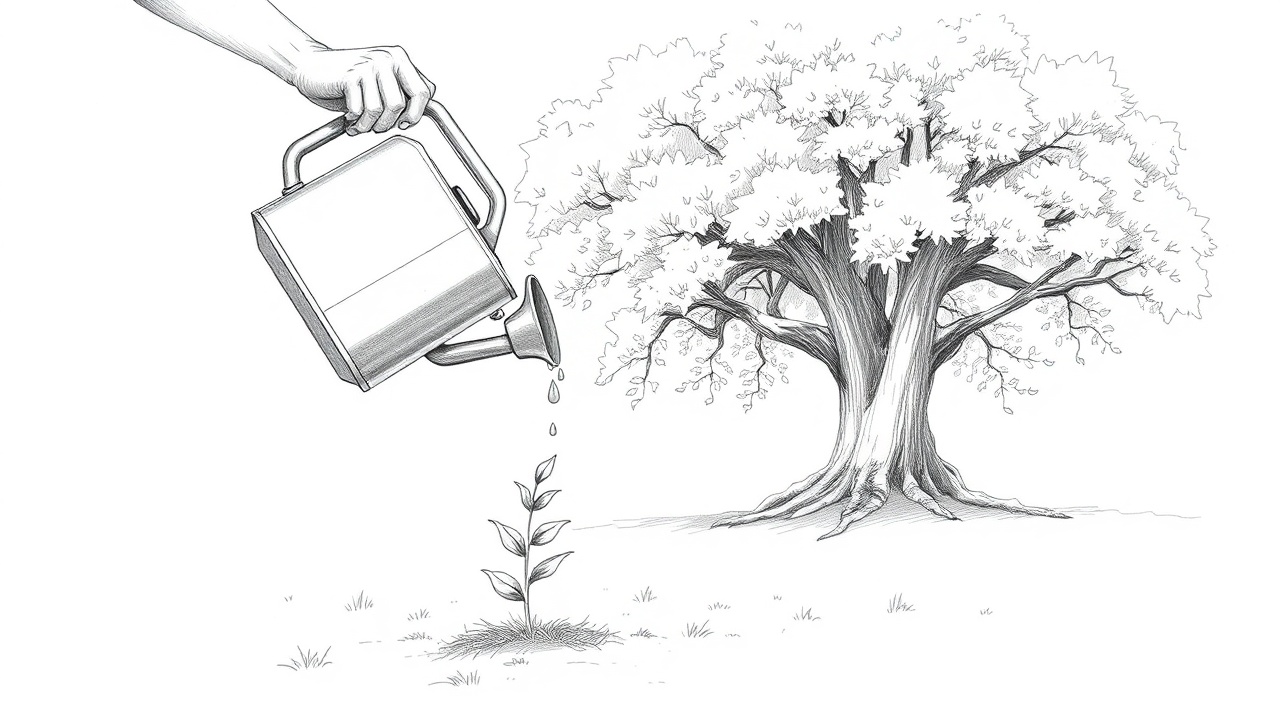 Полив ростка, инвестиции в долгосрочный рост