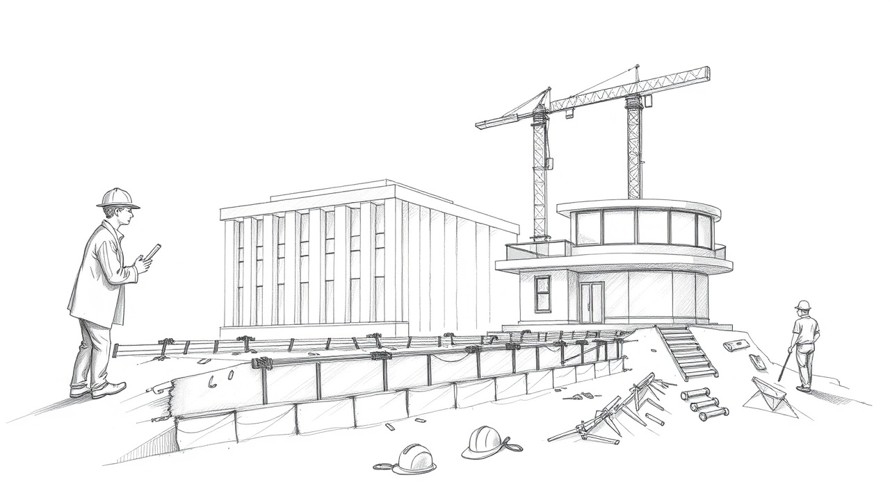 архитектор закладывает фундамент здания