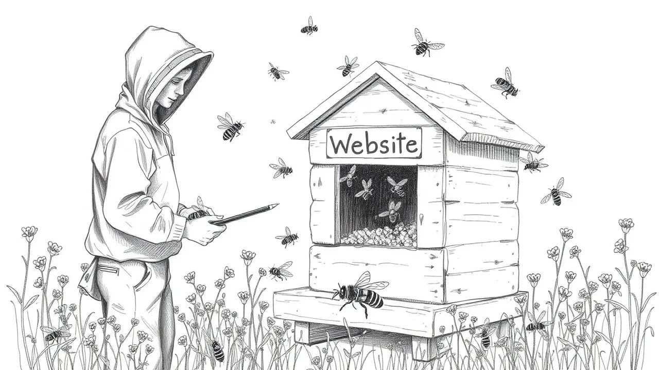 пчеловод и улей привлекающий органических посетителей