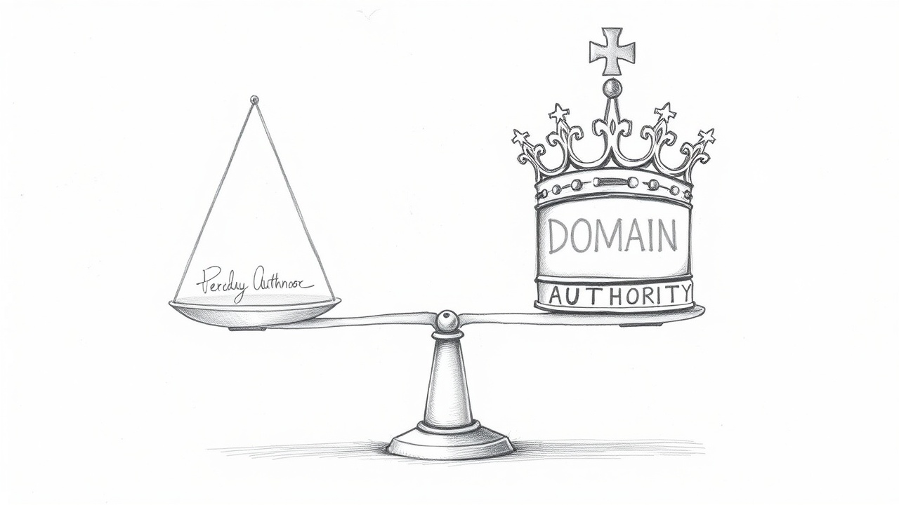 весы сравнивают авторитет автора и домена