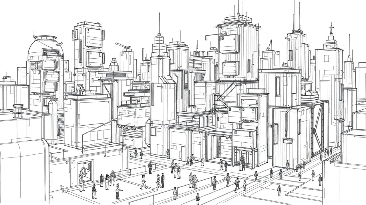 город будущего из блоков структурированных данных