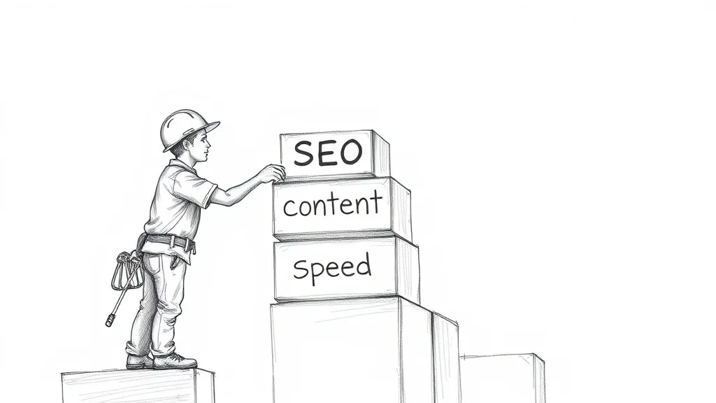 строитель возводит небоскреб из блоков SEO