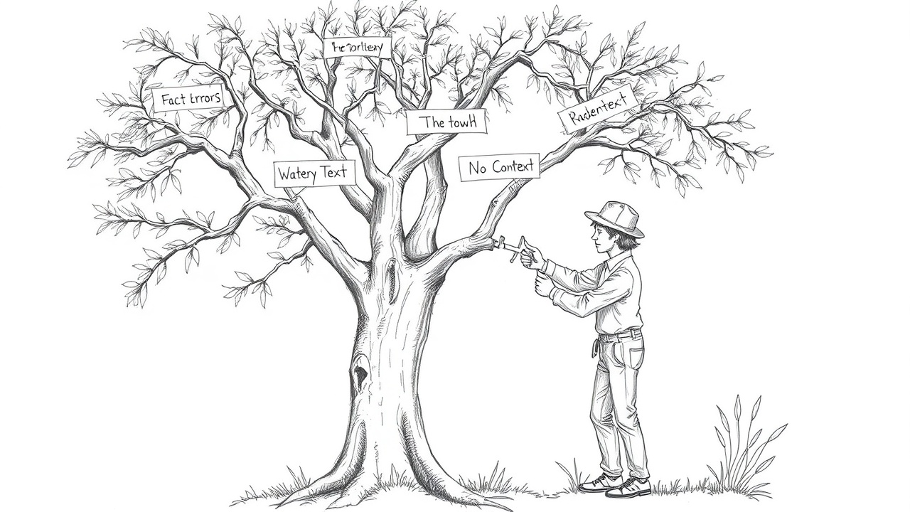 обрезка недостатков AI-генерации текста