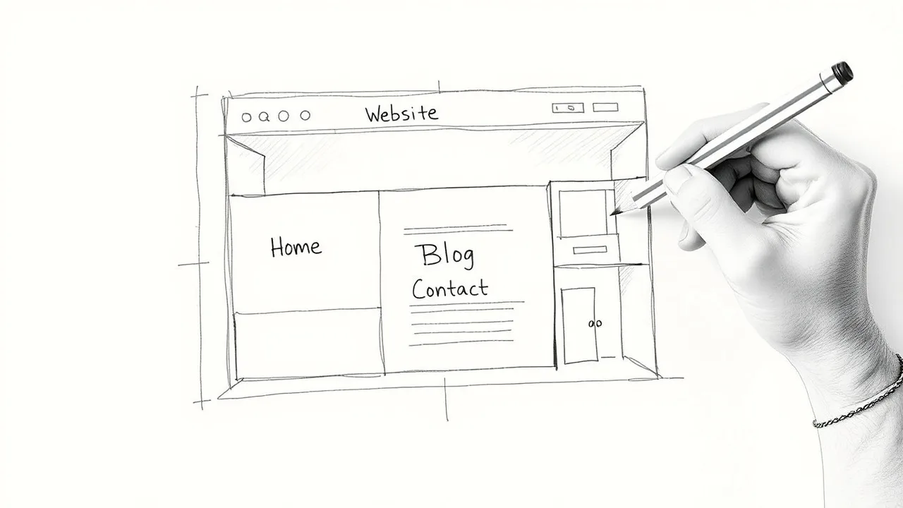 Архитектор чертит структуру сайта как план здания