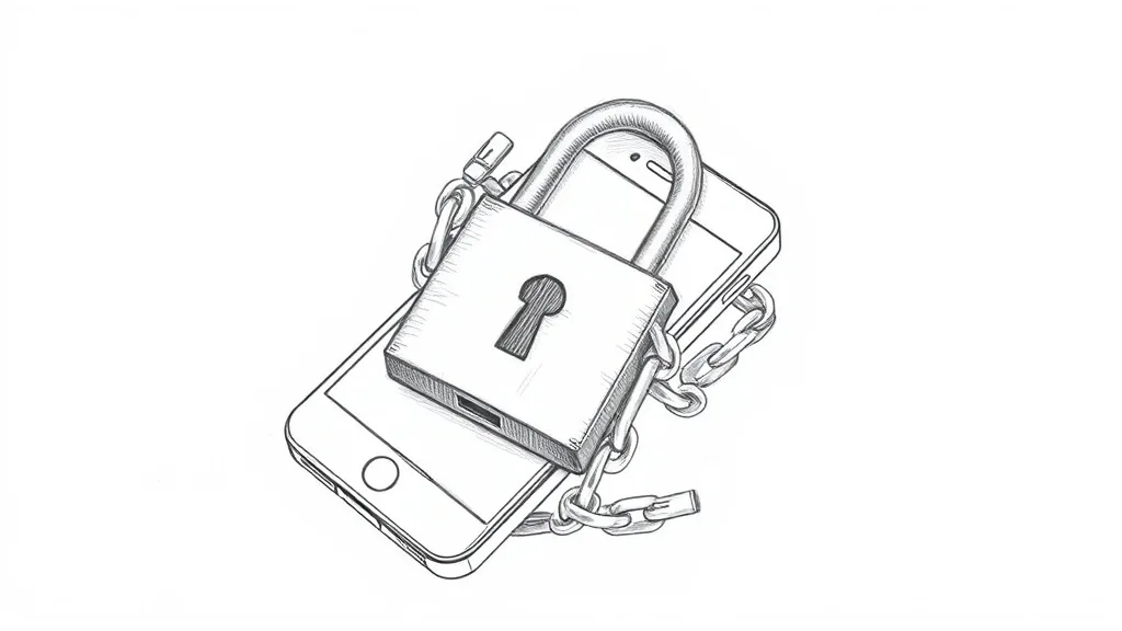 замок и цепь на смартфоне с сайтом
