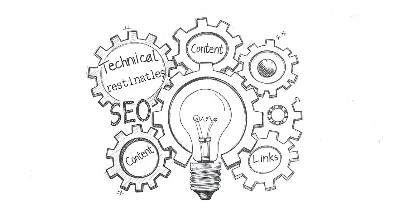 шестеренки SEO, работающие вместе как механизм