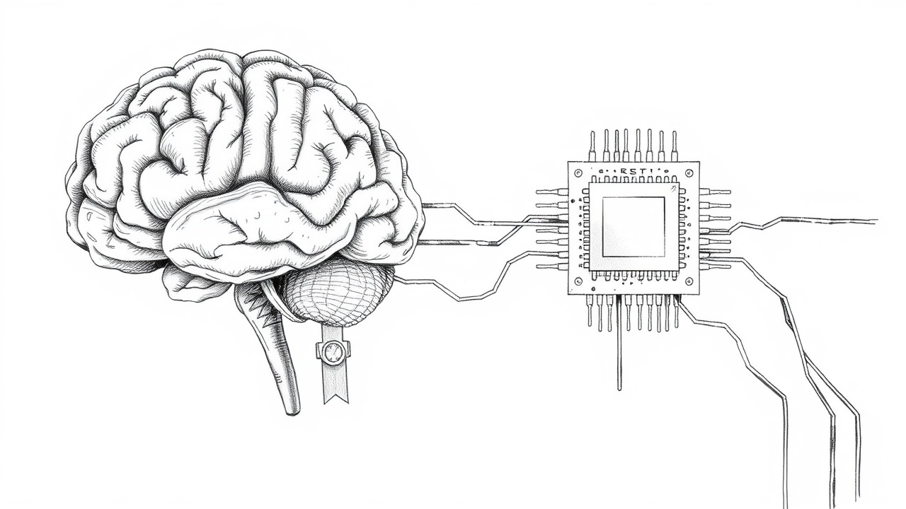 мозг и чип соединены мостом из нейронов