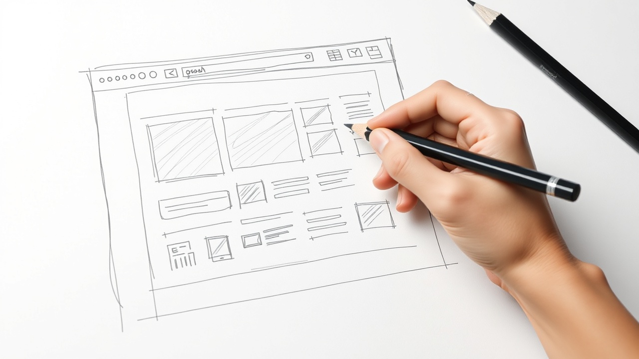 рука рисует макет дизайна сайта